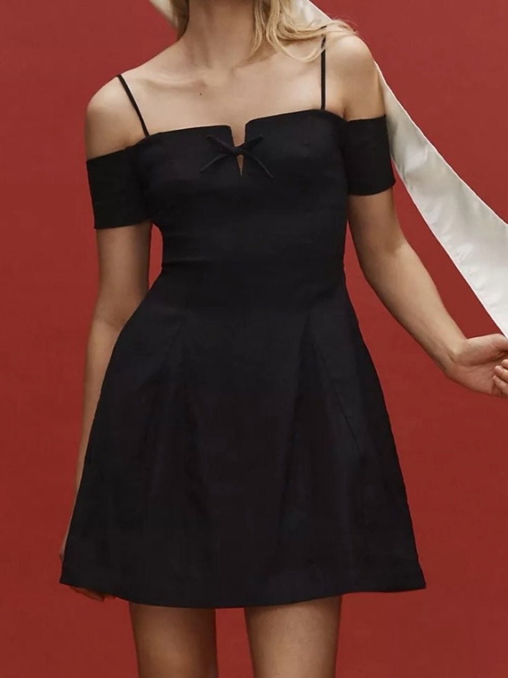 Maeve Bow Off-The-Shoulder Mini Dress